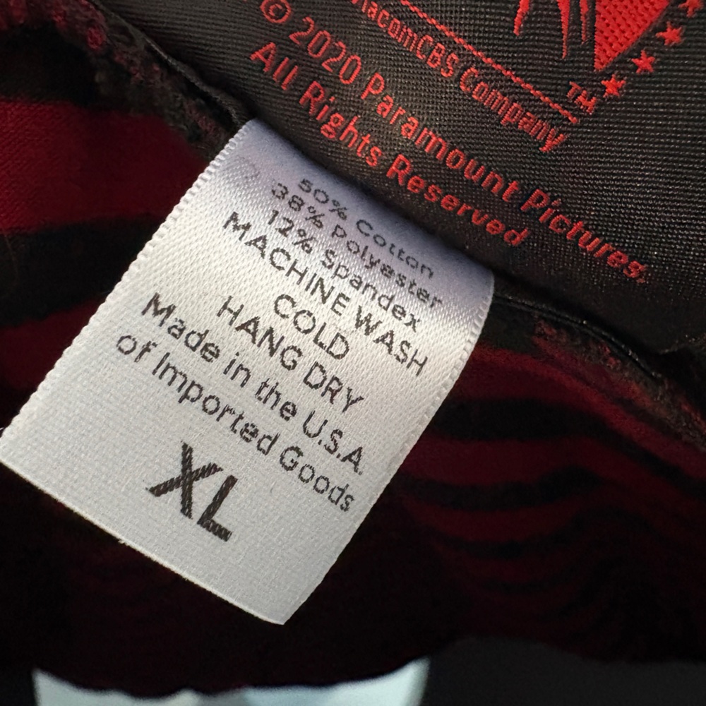 SOLD - Vixen by Micheline Pitt Pet Sematary Shirt Red and Black Striped - XL - Picture 2 of 2